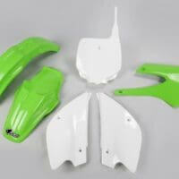 UFO Plastic kit OEM kleur groen/wit Kawasaki KX80