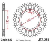 JT SPROCKETS Standaard achtertandwiel aluminium - 520