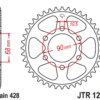 JT SPROCKETS Standaard staal achtertandwiel 1222 - 428