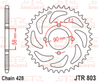 JT SPROCKETS Rear Sprocket  Steel Standard - 428