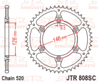 JT SPROCKETS Rear Sprocket Steel Self Cleaning - 520