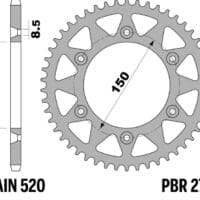 800Wx800H-1096601004-1 PBR Twin Color Aluminium ultralicht zelfreinigend geanodiseerd achtertandwiel 270 - 520