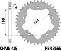 PBR Staal standaard achtertandwiel 3565M - 420