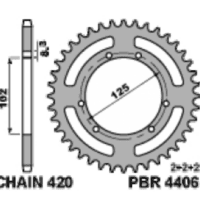 PBR Standaard staal achtertandwiel 4406 - 420