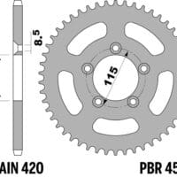 PBR Aluminium ultralicht achtertandwiel 4552 - 420