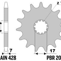 800Wx800H-1108862004-1 PBR staal standaard voor tandwiel 2064 - 428