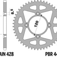 PBR Standaard staal achtertandwiel - 428