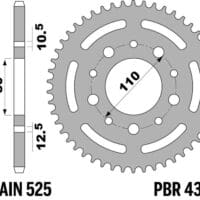PBR Staal C45 getemperd achtertandwiel 4350 - 525