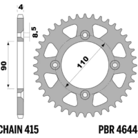 PBR Aluminium ultralicht achtertandwiel 4644 - 415