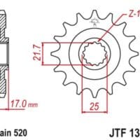 800Wx800H-1121097001-1 JT SPROCKETS Staal geluidsarm voortandwiel 1381 - 520