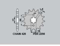 PBR Staal standaard voortandwiel 2298 - 428
