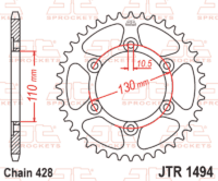 JT SPROCKETS Rear Sprocket  Steel Standard - 428