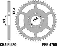 PBR Staal standaard achtertandwiel - 520