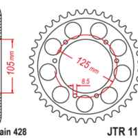 800Wx800H-1126650002-1 JT SPROCKETS Standaard staal achtertandwiel 1135 - 428