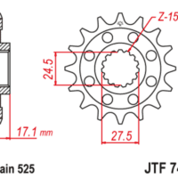 JT SPROCKETS Staal geluidsarm voortandwiel 749 - 525