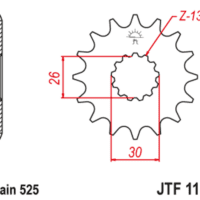 800Wx800H-1126785001-1 JT SPROCKETS Staal geluidsarm voortandwiel 1183 - 525
