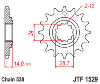 JT SPROCKETS Staal geluidsarm voortandwiel 1529 - 525