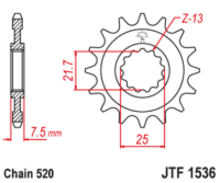 JT SPROCKETS Staal geluidsarm voortandwiel 1536 - 520