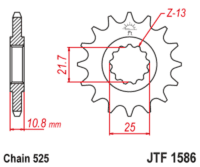 JT SPROCKETS Staal geluidsarm voortandwiel 1586 - 525