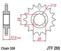 JT SPROCKETS Staal geluidsarm voortandwiel 295 - 525
