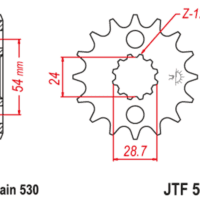 800Wx800H-1126800001-1 JT SPROCKETS Staal geluidsarm voortandwiel 517 - 530