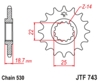 JT SPROCKETS Staal geluidsarm voortandwiel 743 - 530