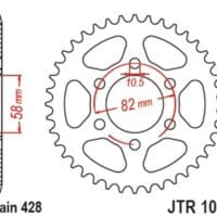 800Wx800H-1127020004-1 JT SPROCKETS Standaard staal achtertandwiel - 1010 - 428