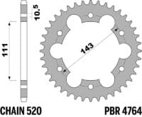 800Wx800H-1127990001-1 PBR C45 Standaard staal achtertandwiel 4764 - 520