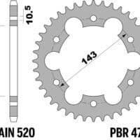 PBR C45 Standaard staal achtertandwiel 4764 - 520