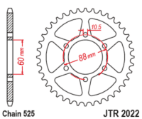 JT SPROCKETS Standaard staal achtertandwiel 2022 - 525