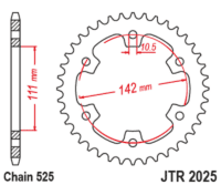 JT SPROCKETS Standaard staal achtertandwiel 2025 - 525