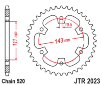 JT SPROCKETS Standaard staal achtertandwiel 2023 - 520