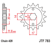 800Wx800H-1128063001-1 JT SPROCKETS Standaard staal voortandwiel 783 - 428