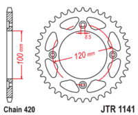 JT SPROCKETS Standaard staal achtertandwiel - 1141 - 420