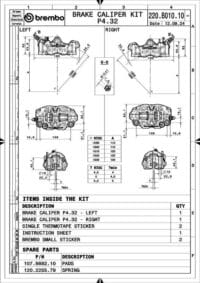 BREMBO UPGRADE GP4RX Remklauwen (CNC-gefreesd, vernikkeld)- 108 mm (met remblokken)