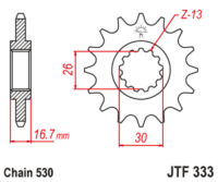 JT SPROCKETS Staal geluidsarm voortandwiel 333 - 530