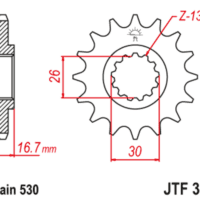JT SPROCKETS Staal geluidsarm voortandwiel 333 - 530