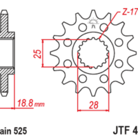 JT SPROCKETS Staal geluidsarm voortandwiel 405 - 525