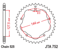 JT SPROCKETS Standaard achtertandwiel aluminium - 525