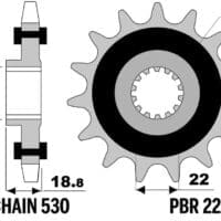 PBR Staal standaard voortandwiel 2254G - 530