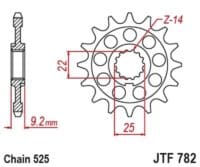 JT SPROCKETS Staal standaard voortandwiel 782 - 520