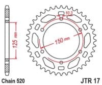 JT SPROCKETS Standaard staal achtertandwiel - 520