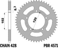 PBR Standaard staal achtertandwiel 4571 - 428