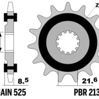 800Wx800H-1149778001-1 PBR Staal geluidsarm voortandwiel 2137 - 525