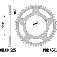 PBR C45 Veredelingsstaal achtertandwiel - 525