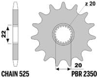PBR staal standaard voor tandwiel 2350 - 525