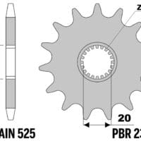 800Wx800H-1151198001-1 PBR staal standaard voor tandwiel 2350 - 525