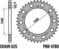 PBR C45 Standaard staal achtertandwiel 4780 - 525