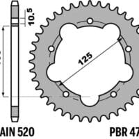 PBR C45 Standaard staal achtertandwiel - 520