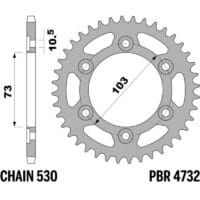 PBR C45 Standaard staal achtertandwiel - 525